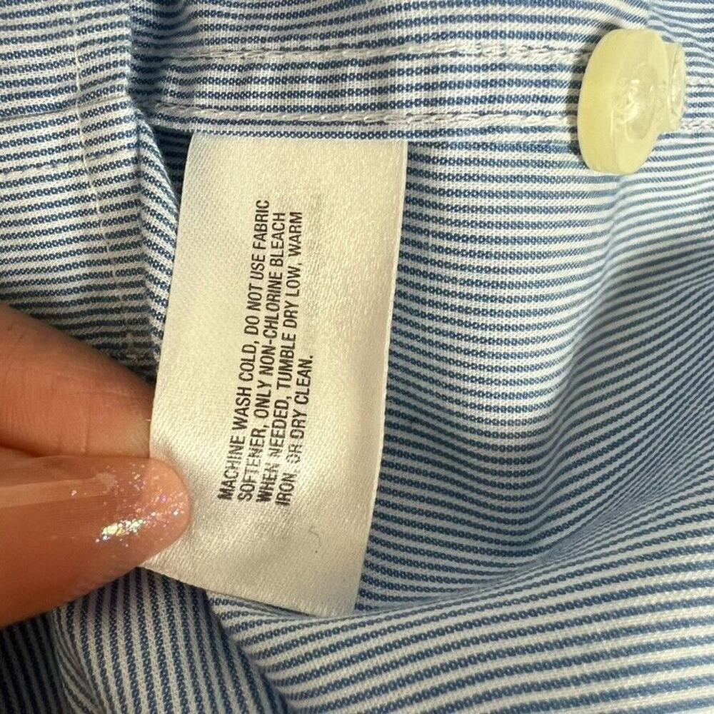 GapKids Shirt Husky Non Iron XXL Button Down Blue Stripe - Picture 7 of 10